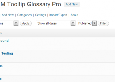 Selecting glossary terms before export